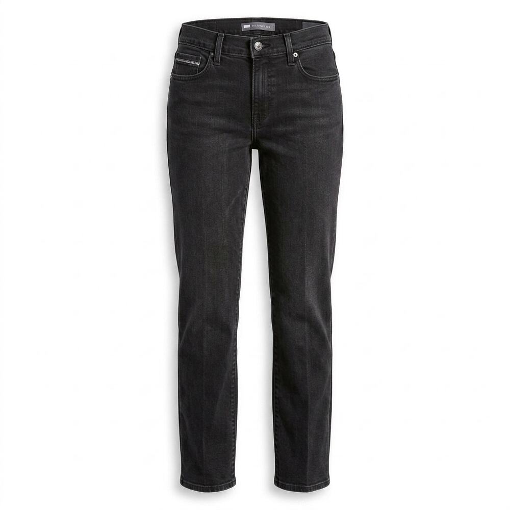 Levi's 505 Straight Leg Black Denim Jeans Pockets Women See Measurements